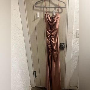 Windsor mauve high slit silk floor length dress